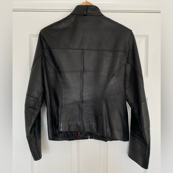 Anne Klein black leather moto jacket Size medium - Picture 3 of 10